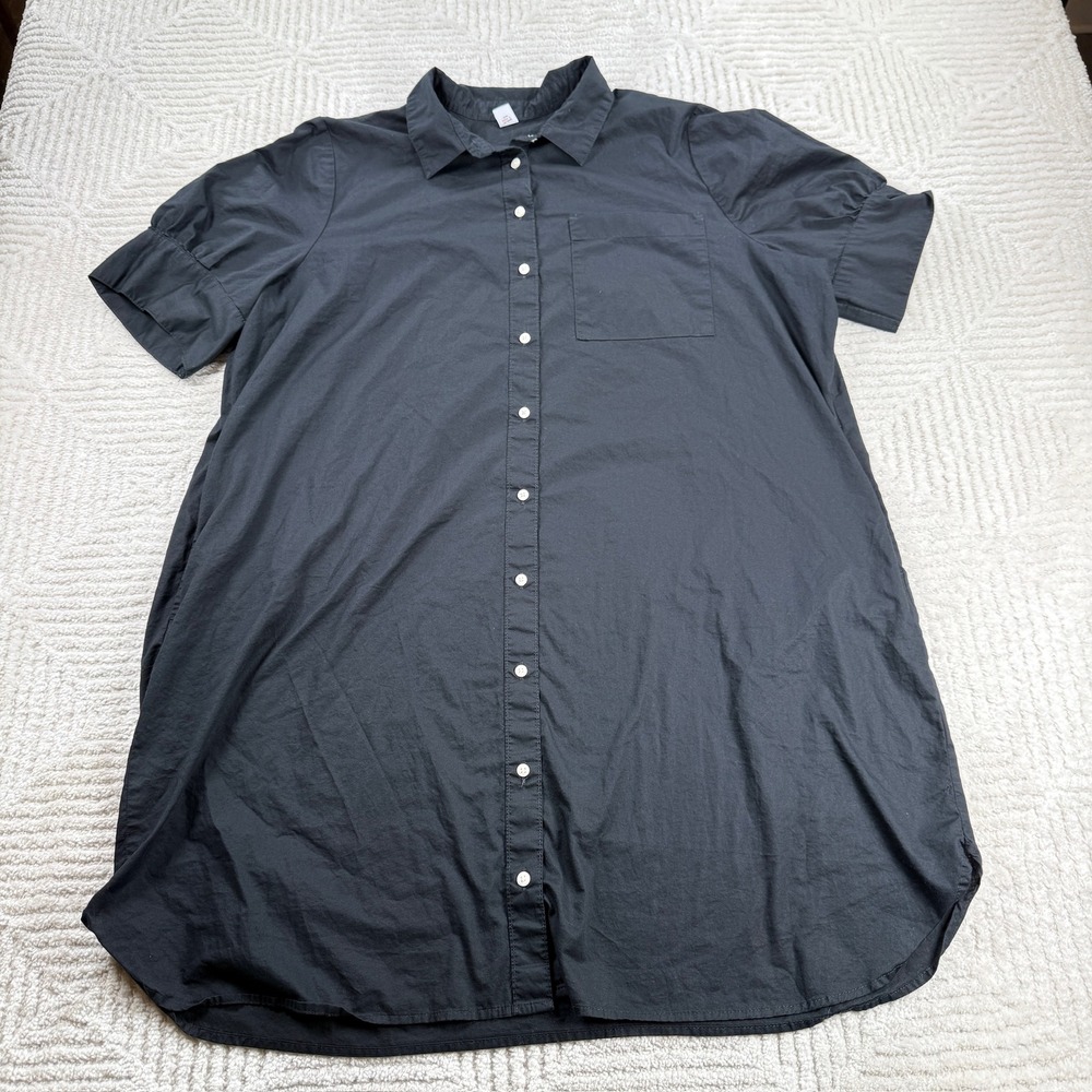Old Navy Shirt Dress Women's XL Black Cotton Minimalist Capsule Basics Layering